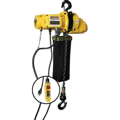 Electric Chain Hoist: 1,000 lb Working Load Limit Pendant Controller, Hook Mount, 1 Chain