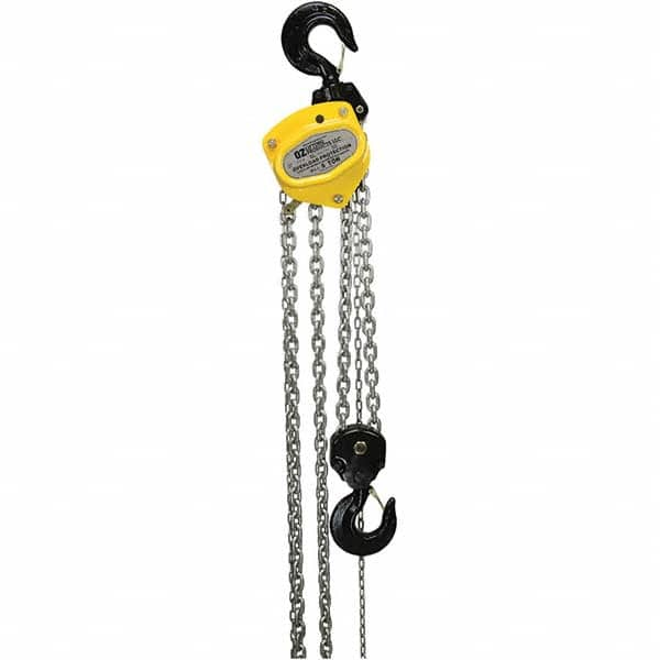 OZ Lifting Products - 10,000 Lb Capacity, 20' Lift Height, Manual Chain Hoist with Overload Protection - Benchmark Tooling