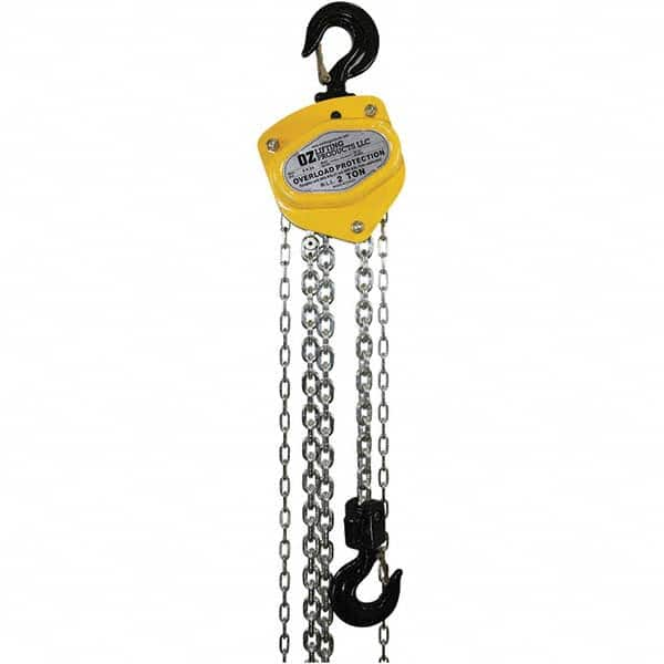 OZ Lifting Products - 4,000 Lb Capacity, 20' Lift Height, Manual Chain Hoist with Overload Protection - Benchmark Tooling