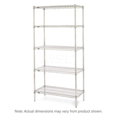 Starter Unit Wire Shelving: 5 Shelves 24″ Wide, 21″ Deep, 74″ High