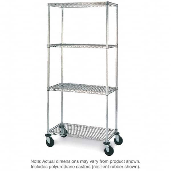 Metro - 600 Lb Capacity 4 Shelf Mobile Wire Shelving Unit - Add-On Unit - Benchmark Tooling