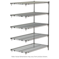 Add-On Unit Wire Shelving: 5 Shelves 18″ Wide, 24″ Deep, 74″ High