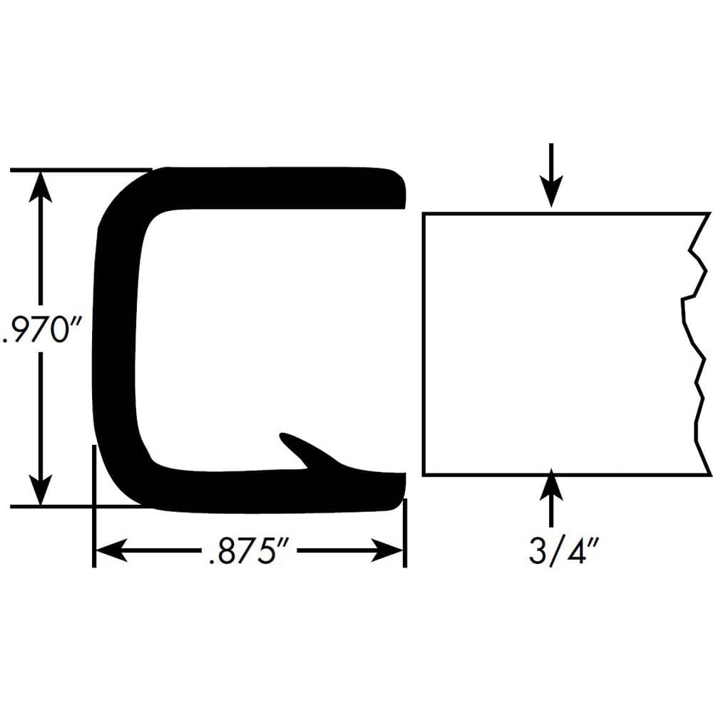 Fairchild Industries - Automotive Replacement Parts; Type: Edge Trim ; Application: Edge Trim, Double Lip 3/4" Trim with Segmented Steel Core, .670"-.750", Black Soft Tone, 50 ft. - Exact Industrial Supply