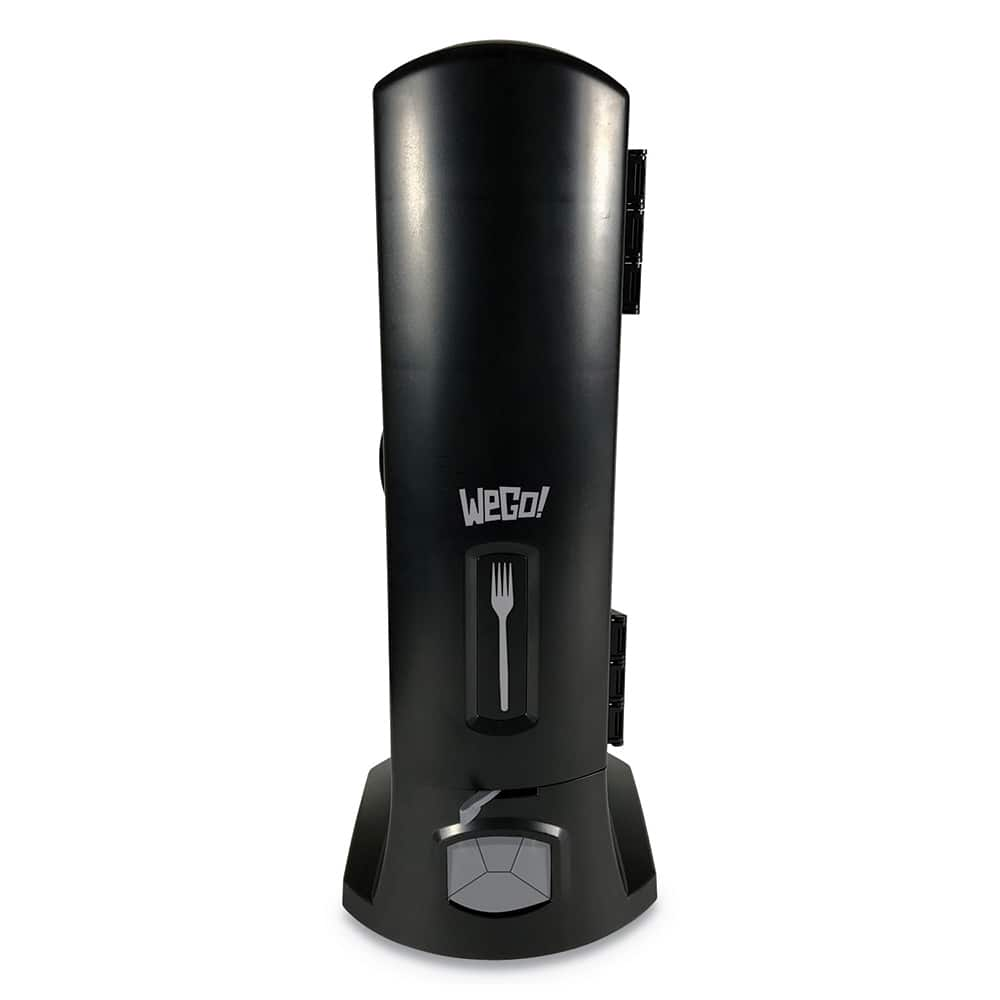 WeGo - Paper & Plastic Cups, Plates, Bowls & Utensils; Breakroom Accessory Type: Cutlery Bin ; Breakroom Accessory Description: Utensil Dispensers-Tower-Fork ; Color: Black - Exact Industrial Supply