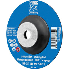 PFERD - Disc Backing Pads; Backing Pad Type: Disc Backing Pad ; Pad Diameter (Inch): 4-1/2 ; Maximum RPM: 13300.000 ; Thread Size: 5/8-11 ; Density: Flexible - Exact Industrial Supply