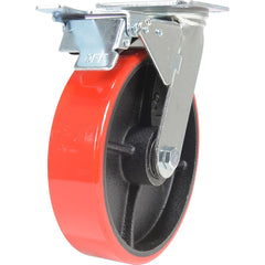 Vestil - Standard Casters; Mount: With Holes ; Style: Swivel w/Total Brake ; Wheel Diameter: 8 (Inch); Wheel Width: 2 (Inch); Overall Height (Inch): 9-1/2 ; Load Capacity (Lb.): 1474.000 - Exact Industrial Supply