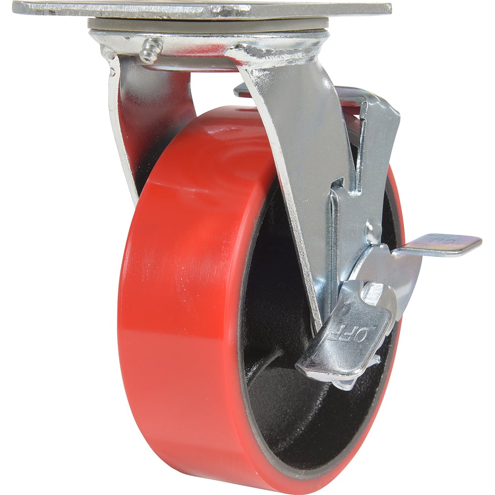 Vestil - Standard Casters; Mount: With Holes ; Style: Swivel w/Brake ; Wheel Diameter: 6 (Inch); Wheel Width: 2 (Inch); Overall Height (Inch): 7-1/2 ; Load Capacity (Lb.): 1232.000 - Exact Industrial Supply