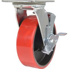 Vestil - Standard Casters; Mount: With Holes ; Style: Swivel w/Brake ; Wheel Diameter: 6 (Inch); Wheel Width: 2 (Inch); Overall Height (Inch): 7-1/2 ; Load Capacity (Lb.): 1232.000 - Exact Industrial Supply