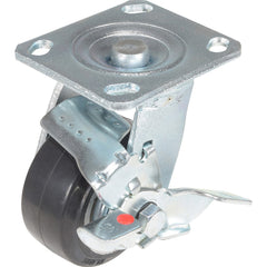 Vestil - Standard Casters; Mount: With Holes ; Style: Swivel w/Brake ; Wheel Diameter: 4 (Inch); Wheel Width: 2 (Inch); Overall Height (Inch): 5-9/16 ; Load Capacity (Lb.): 551.000 - Exact Industrial Supply