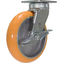 Vestil - Standard Casters; Mount: With Holes ; Style: Swivel w/Brake ; Wheel Diameter: 8 (Inch); Wheel Width: 2 (Inch); Overall Height (Inch): 9-1/2 ; Load Capacity (Lb.): 2000.000 - Exact Industrial Supply