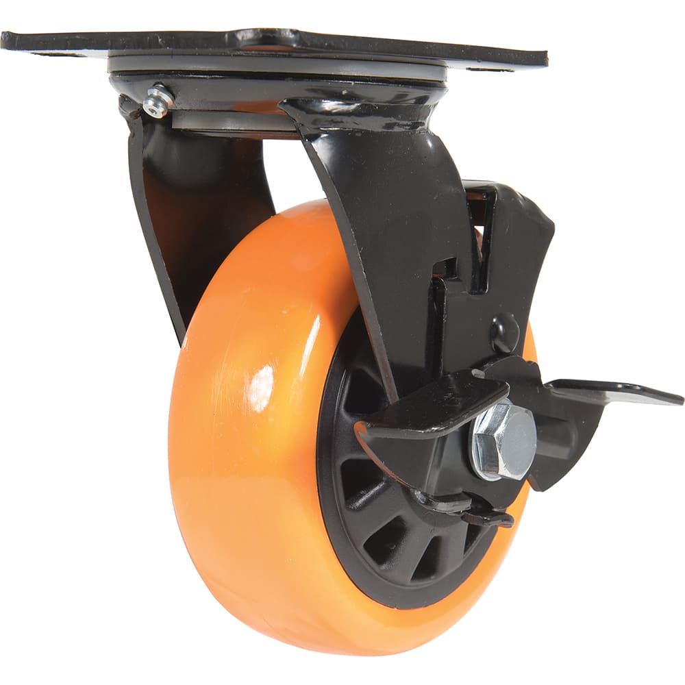 Vestil - Standard Casters; Mount: With Holes ; Style: Swivel w/Brake ; Wheel Diameter: 5 (Inch); Wheel Width: 2 (Inch); Overall Height (Inch): 6-1/2 ; Load Capacity (Lb.): 726.000 - Exact Industrial Supply