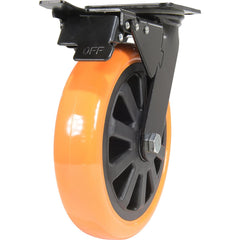 Vestil - Standard Casters; Mount: With Holes ; Style: Swivel w/Total Brake ; Wheel Diameter: 8 (Inch); Wheel Width: 2 (Inch); Overall Height (Inch): 9-1/2 ; Load Capacity (Lb.): 902.000 - Exact Industrial Supply