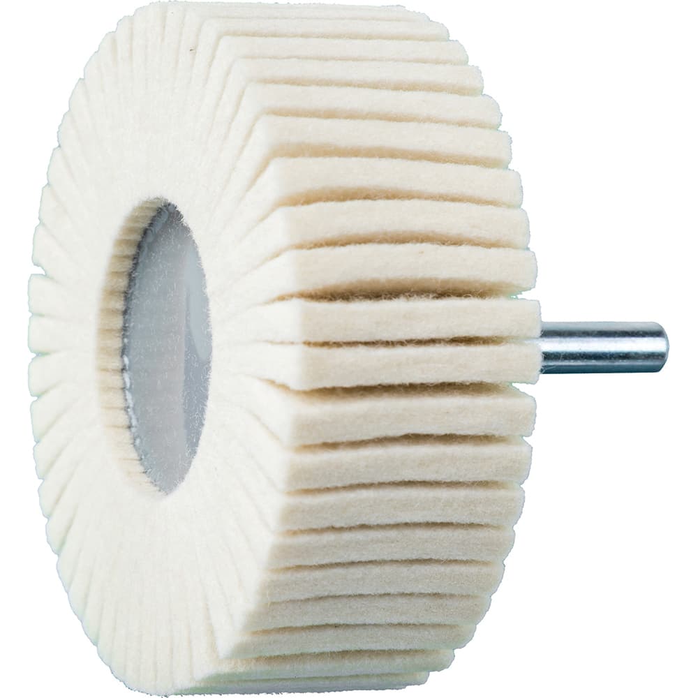 PFERD - Mounted Flap Wheels; Abrasive Type: Coated ; Outside Diameter (Inch): 3 ; Face Width (Inch): 1 ; Abrasive Material: Felt ; Grade: Soft ; Mounting Type: 1/4" Shank - Exact Industrial Supply