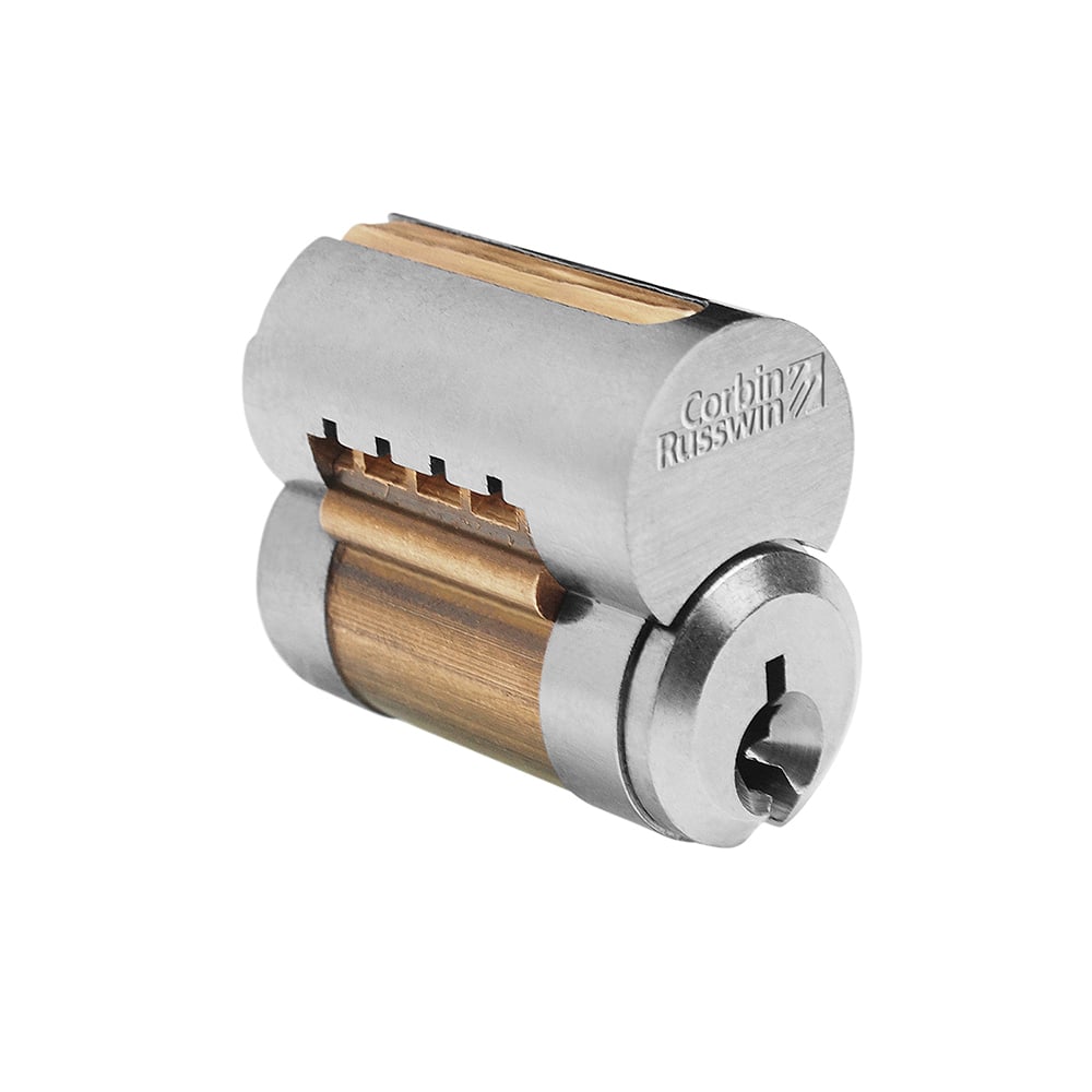 Corbin Russwin - Cylinders; Type: Removeable Core ; Keying: N9 Keyway ; Number of Pins: 6 ; Material: Brass ; Finish/Coating: Satin Chrome - Exact Industrial Supply