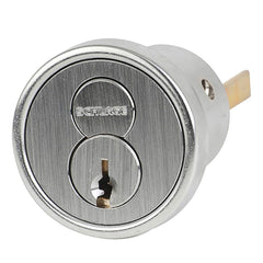 Schlage - Cylinders; Type: Rim ; Keying: E Keyway ; Number of Pins: 6 ; Material: Brass ; Finish/Coating: Satin Chrome - Exact Industrial Supply