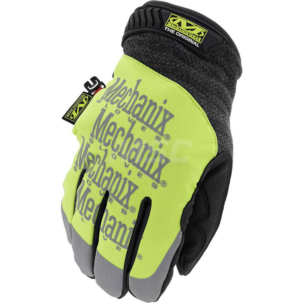 Cold Work Gloves: Size 2XL, Tricot-Lined Yellow, Soft Textured Grip, High Visibility