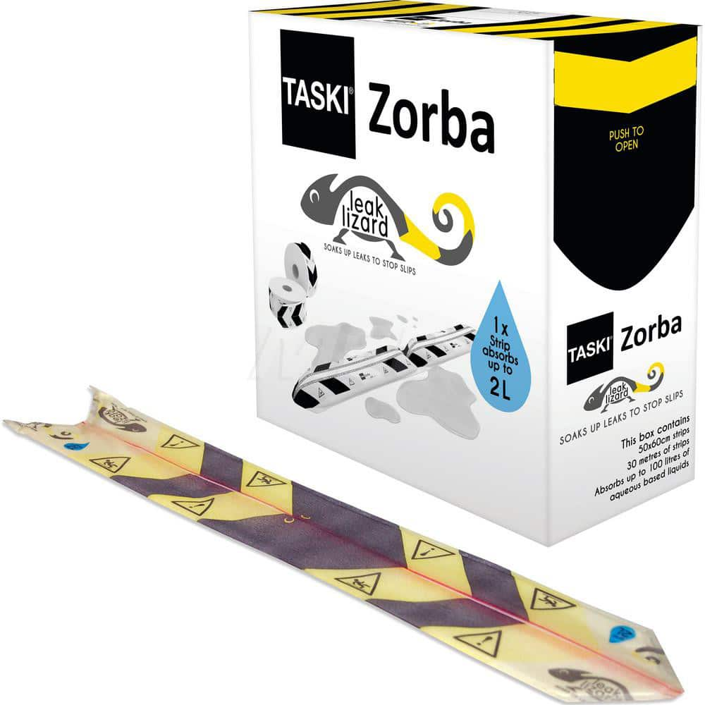 Sorbent Pad: Stripping & Cleaning Floors Use, 1' Wide, 100' Long, 0.5  gal, Yellow & Black Polypropylene & Polymer