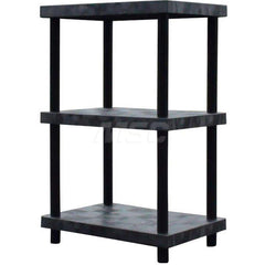 Plastic Shelving; Type: Raised Shelving; Shelf Capacity (Lb.): 990; Width (Inch): 24; Height (Inch): 54.000000; Depth: 36; Number of Shelves: 3; Color: Black