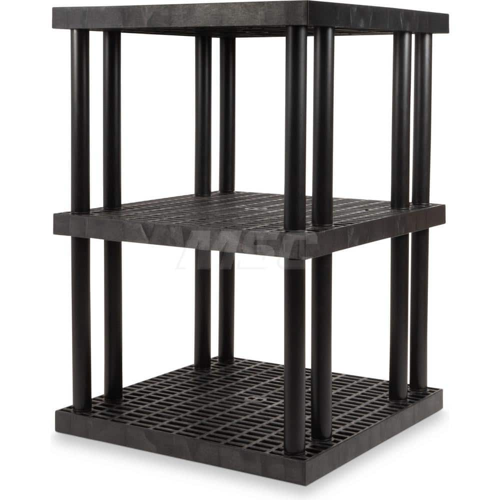 Plastic Shelving; Type: Fixed Shelving; Shelf Capacity (Lb.): 1125; Width (Inch): 36; Height (Inch): 51.000000; Depth: 36; Number of Shelves: 3; Color: Black