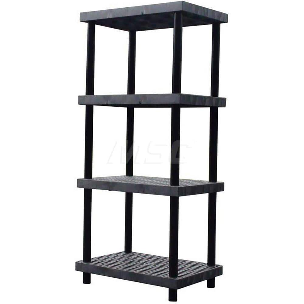 Plastic Shelving; Type: Raised Shelving; Shelf Capacity (Lb.): 1000; Width (Inch): 24; Height (Inch): 78.000000; Depth: 36; Number of Shelves: 4; Color: Black