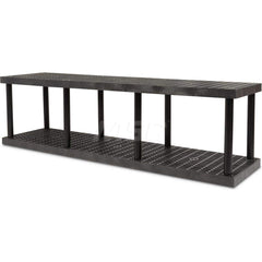 Plastic Shelving; Type: Fixed Shelving; Shelf Capacity (Lb.): 1350; Width (Inch): 24; Height (Inch): 27.000000; Depth: 96; Number of Shelves: 2; Color: Black