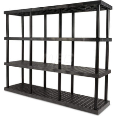 Plastic Shelving; Type: Fixed Shelving; Shelf Capacity (Lb.): 2700; Width (Inch): 24; Height (Inch): 75.000000; Depth: 96; Number of Shelves: 4; Color: Black