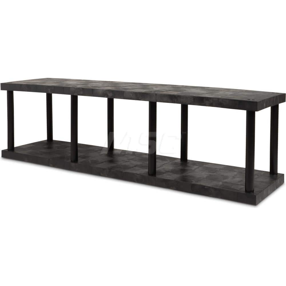 Plastic Shelving; Type: Fixed Shelving; Shelf Capacity (Lb.): 1770; Width (Inch): 24; Height (Inch): 27.000000; Depth: 96; Number of Shelves: 2; Color: Black