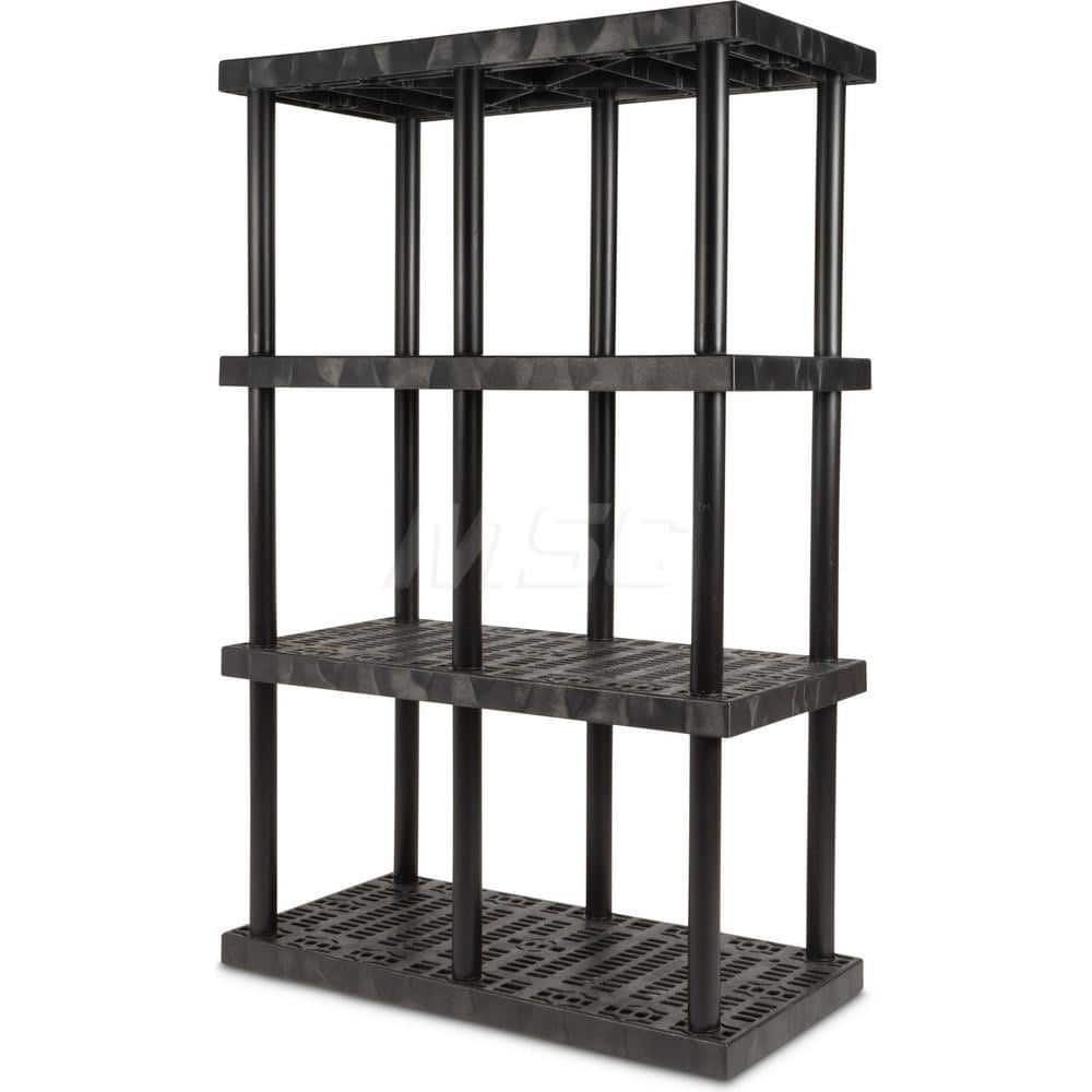 Plastic Shelving; Type: Fixed Shelving; Shelf Capacity (Lb.): 1360; Width (Inch): 24; Height (Inch): 75.000000; Depth: 48; Number of Shelves: 4; Color: Black