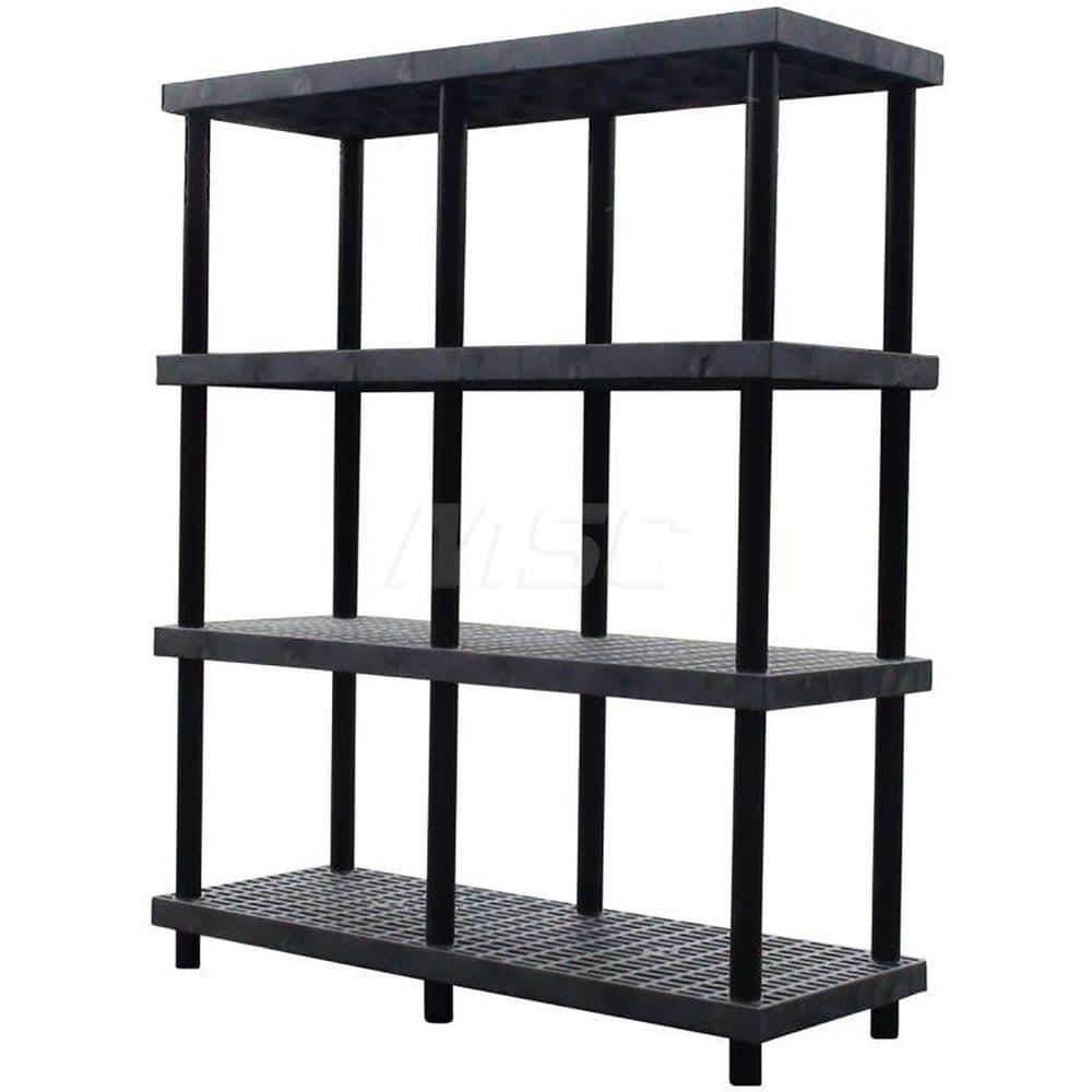 Plastic Shelving; Type: Raised Shelving; Shelf Capacity (Lb.): 1850; Width (Inch): 24; Height (Inch): 78.000000; Number of Shelves: 4; Color: Black