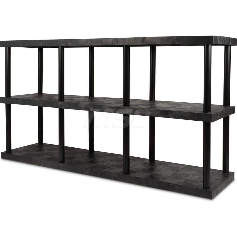 Plastic Shelving; Type: Fixed Shelving; Shelf Capacity (Lb.): 2650; Width (Inch): 24; Height (Inch): 51.000000; Depth: 96; Number of Shelves: 3; Color: Black