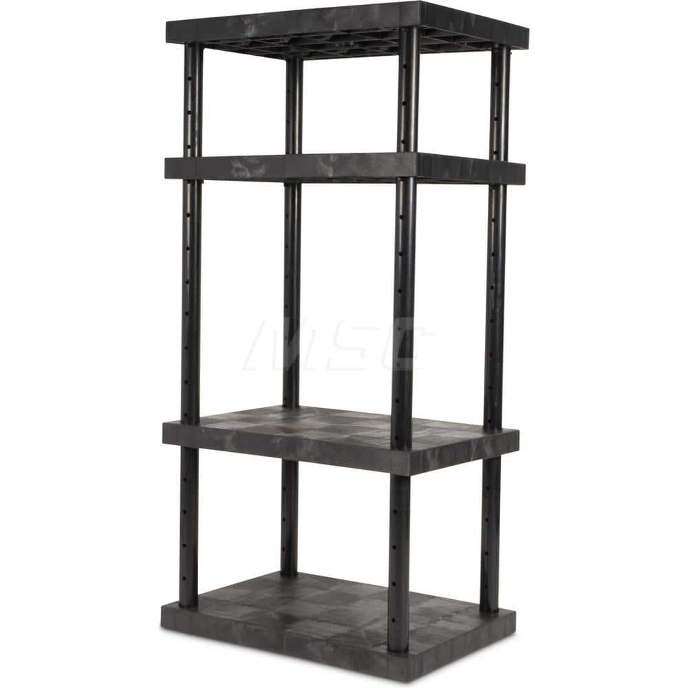 Plastic Shelving; Type: Adjustable Shelving; Shelf Capacity (Lb.): 1320; Width (Inch): 24; Height (Inch): 72.000000; Depth: 36; Number of Shelves: 4; Color: Black