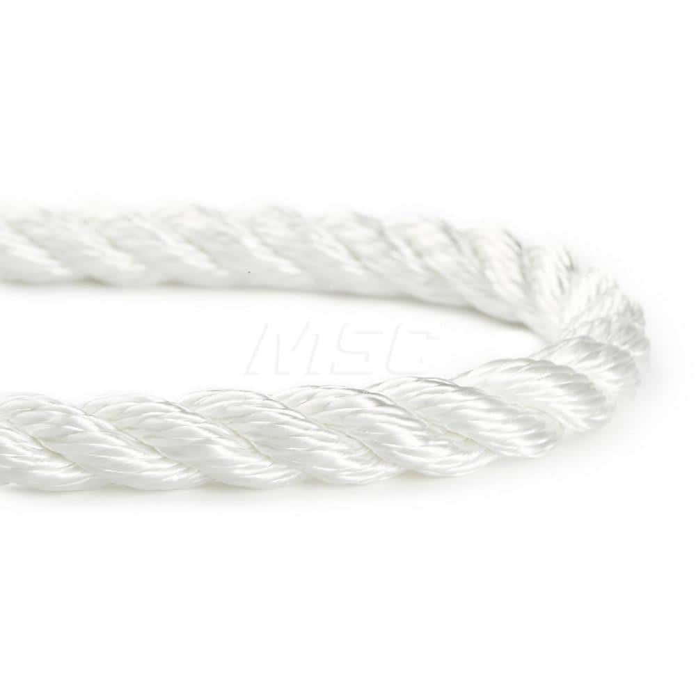 Rope; Rope Construction: 3 Strand Twisted; Material: Nylon; Work Load Limit: 30 lb; Color: White; Maximum Temperature (F) ( - 0 Decimals): 295; Breaking Strength: 11210; Application: General Purpose; Rope Strand Count: 3; Package Type: Reel; Additional In