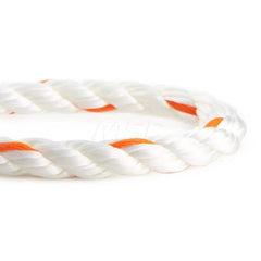 Rope; Rope Construction: 3 Strand Twisted; Material: Polypropylene; Work Load Limit: 60 lb; Color: White; Orange; Maximum Temperature (F) ( - 0 Decimals): 330; Breaking Strength: 6966; Application: General Purpose; Rope Strand Count: 3; Package Type: Reel