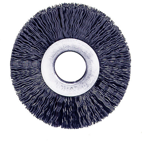 3″ Small Diameter Nylon Wheel Brush, .016″ Crimped Black Fill, 1/2″ Arbor Hole - Benchmark Tooling