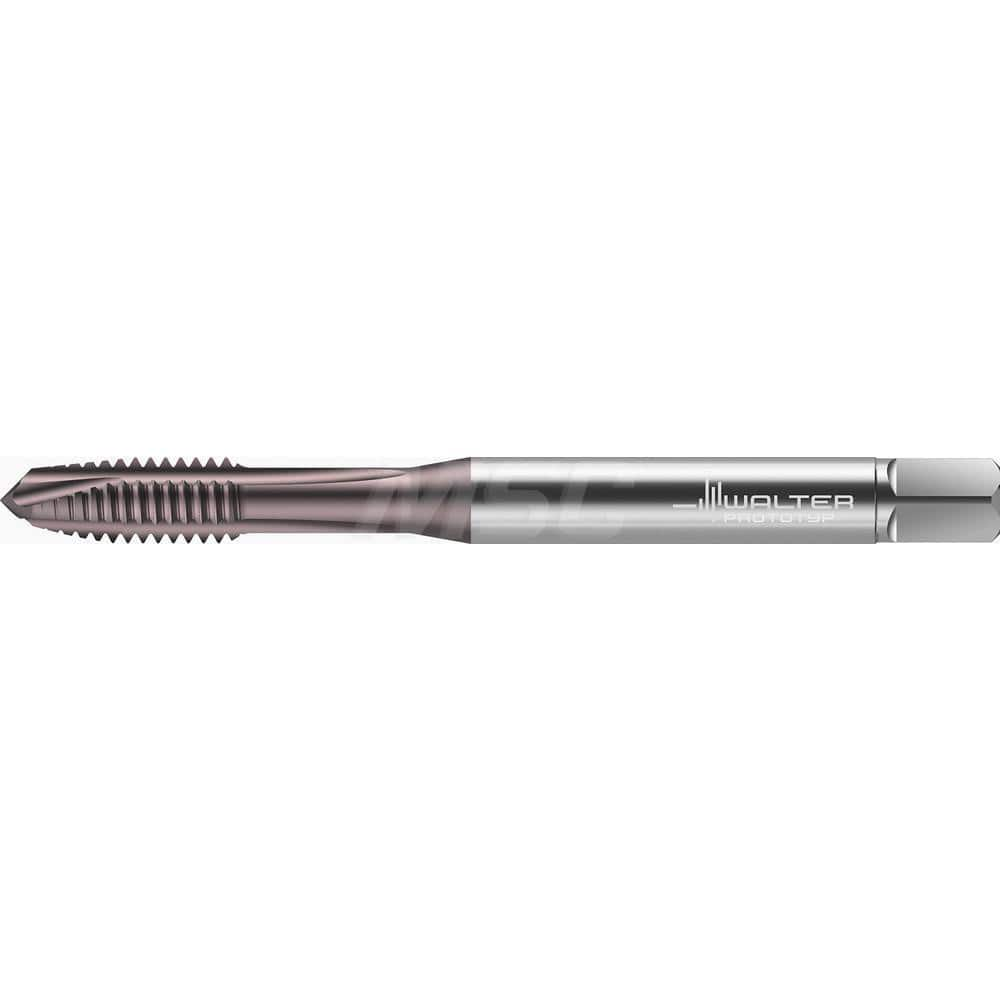 Spiral Point Tap: #10-32, UNF & DIN/ANSI, 3 Flutes, Plug, HSS-E, TiAlN Finish 13 mm Thread Length, 70 mm OAL, Right Hand, H7, Series TC217