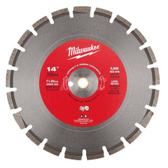 Wet & Dry Cut Saw Blade: 14″ Dia, 1″ Arbor Hole, 1/8″ Kerf Width Use on Green Concrete, Asphalt, Brick & Block, Standard Arbor