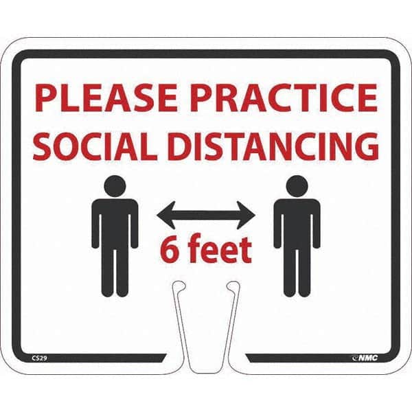 NMC - "Please Practice Social Distancing", 12-5/8" Wide x 10-3/8" High, Rigid Plastic Safety Sign - Benchmark Tooling