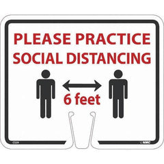 NMC - "Please Practice Social Distancing", 12-5/8" Wide x 10-3/8" High, Rigid Plastic Safety Sign - Benchmark Tooling