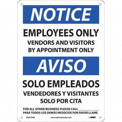 NMC - "Notice - Employees Only", 10" Wide x 14" High, Aluminum Safety Sign - Benchmark Tooling