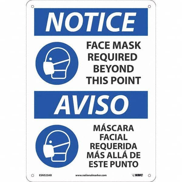 NMC - "Notice - Face Mask Required Beyond This Point", 10" Wide x 14" High, Aluminum Safety Sign - Benchmark Tooling