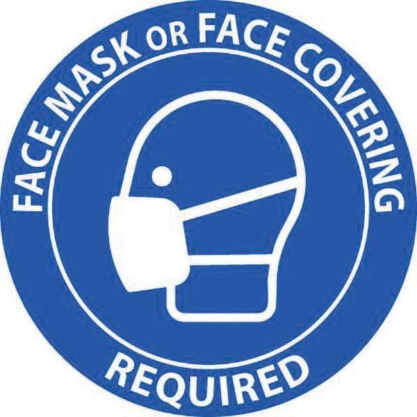 Safety Label: ″Face Mask or Covering Required″, Round, 6″ Dia Removable Adhesive, Vinyl