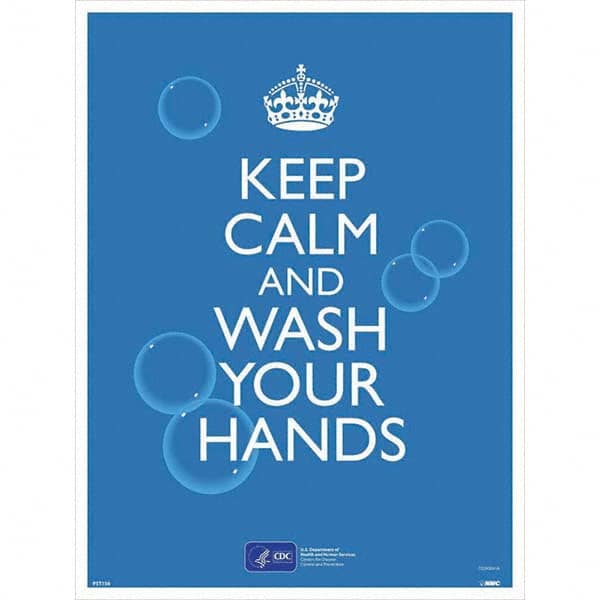 NMC - "COVID-19 - Keep Calm And Wash Your Hands", 18" Wide x 24" High, Paper Safety Sign - Benchmark Tooling