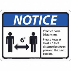 NMC - "Notice - Practice Social Distancing", 14" Wide x 10" High, Aluminum Safety Sign - Benchmark Tooling