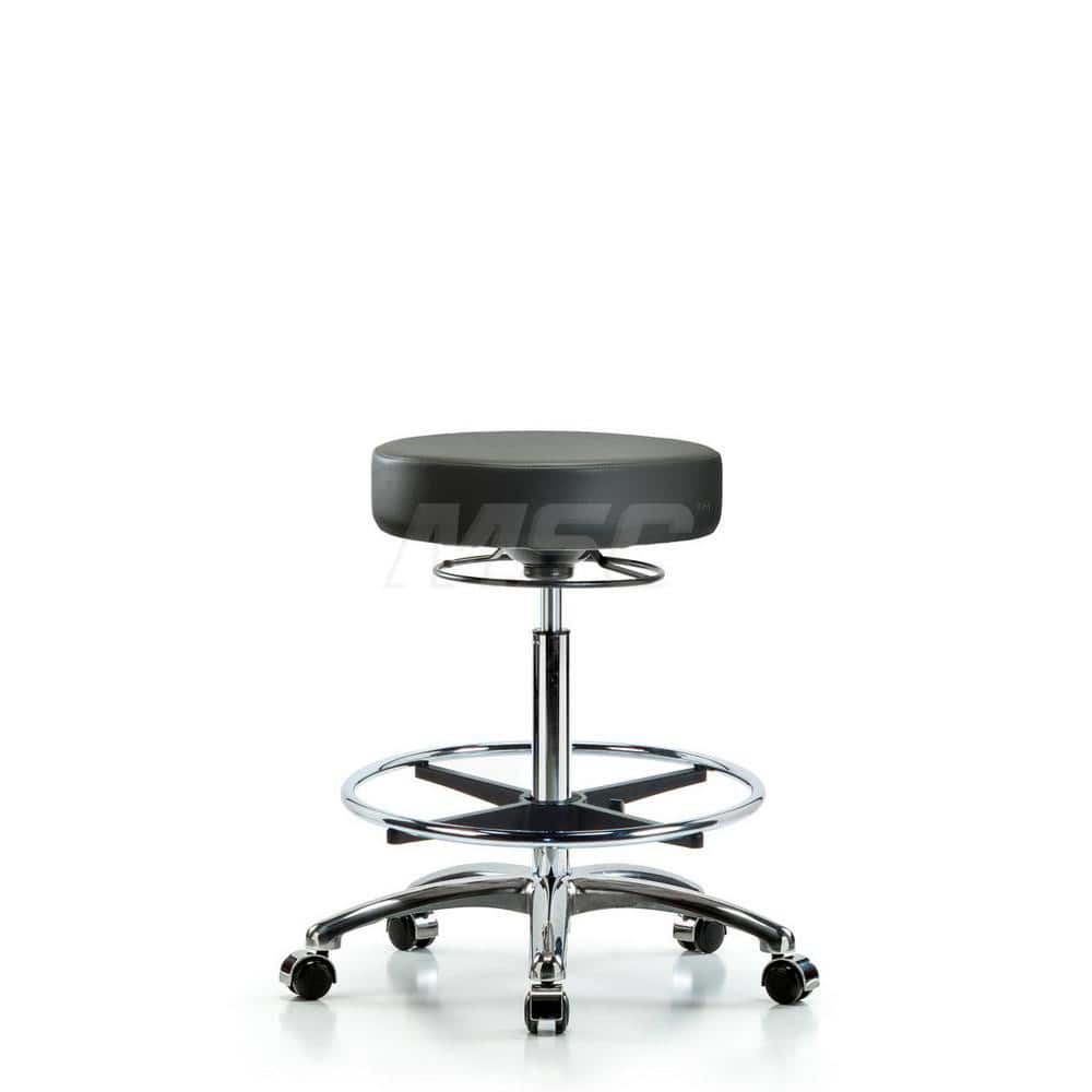 Lab Stool: Vinyl, 25″ Seat Width, 25″ Seat Depth Round Height