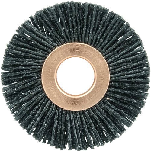 2″ Diameter - Small Diameter Wheel Brush - 0.055″/80 Grit - 1/2″ Arbor - Benchmark Tooling