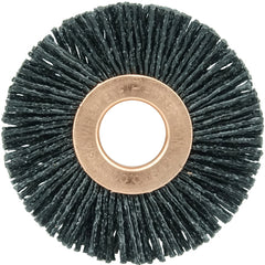 2″ Diameter - Small Diameter Wheel Brush - 0.035″/80 Grit - 1/2″ Arbor - Benchmark Tooling