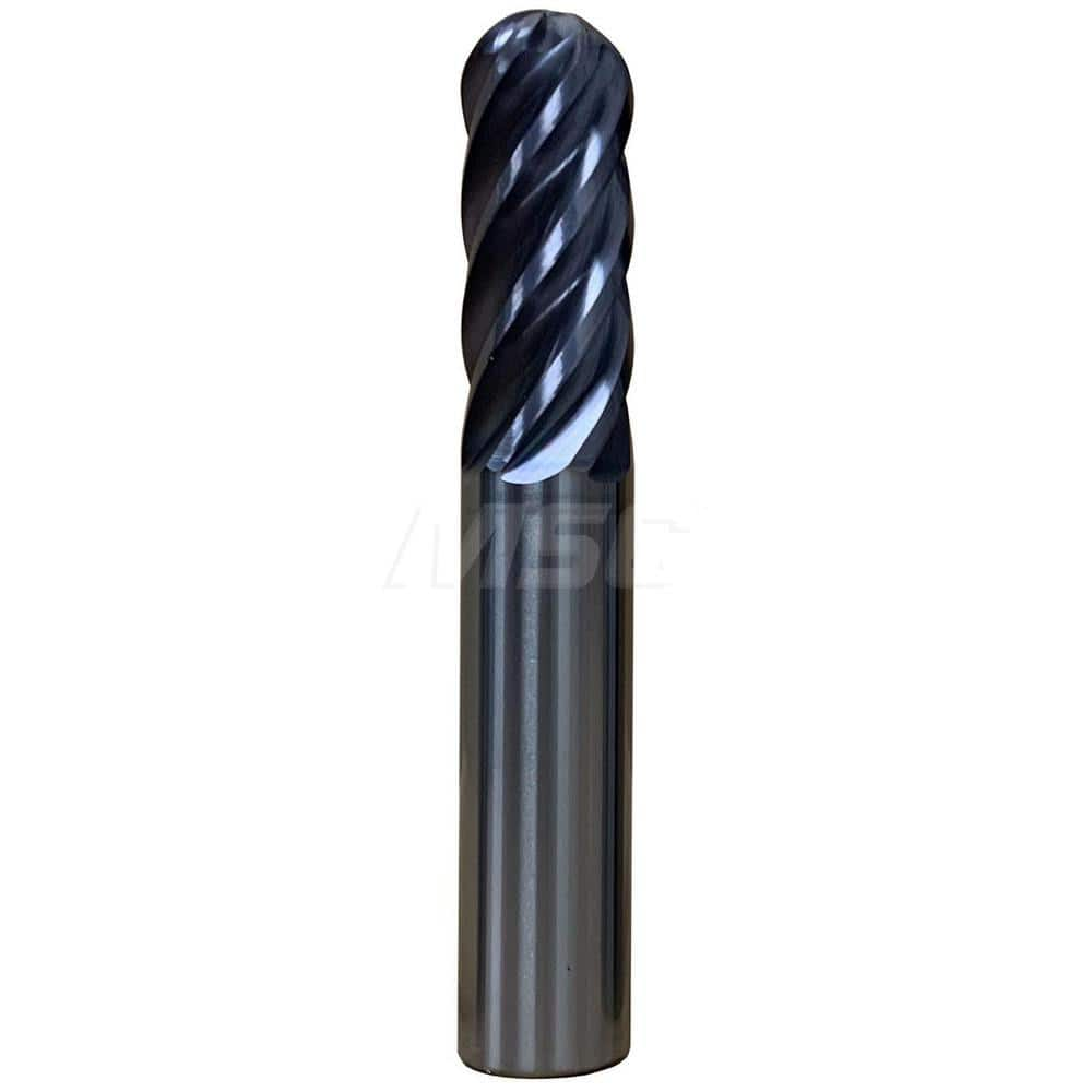 Ball End Mill: 0.625″ Dia, 6 Flute, Solid Carbide 3-1/2″ OAL, 5/8″ Shank Dia, 35 to 45 ° Helix, Ti-NAMITE-X Coated, Single End, Series 51B