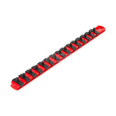 1/4 Inch Drive x 13 Inch Socket Rail, 15 Clips (Red)