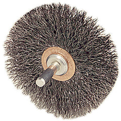 2-1/2″ Stem-Mounted Crimped Wire Wheel, .006″ Steel Fill, 1/4″ Stem - Benchmark Tooling