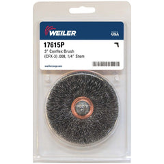 3″ Stem-Mounted Crimped Wire Wheel, .008″ Steel Fill, 1/4″ Stem, Retail Pack - Benchmark Tooling